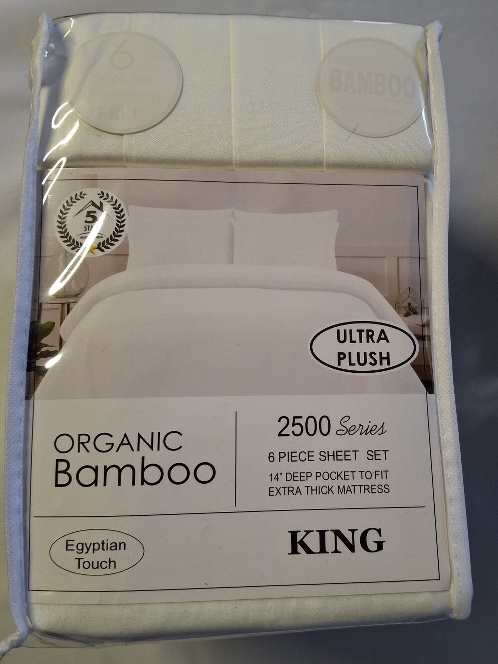 New Organic Bamboo Ultra Plush 6pc King Sheet Set - White
